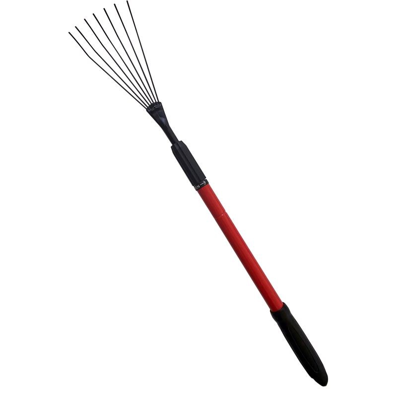 Garden wire rake with telescopic handle