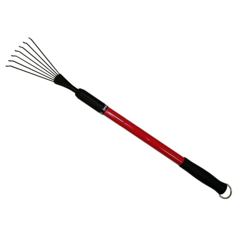 Râteau de jardin à fils métalliques avec manche télescopique